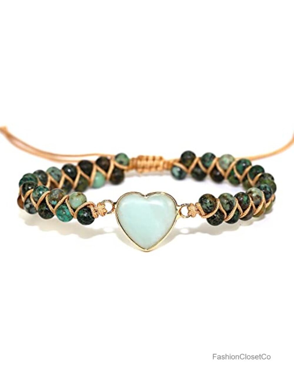 Women Boho Wrap Bracelet Natural Stone Adjustable Slideable Handmade Jewelry
